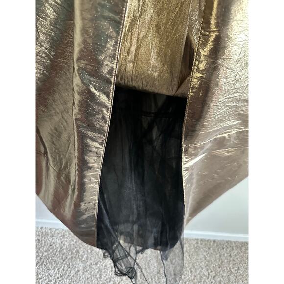Vintage 80s Gunne Sax Metallic Brocade Halter Ball Gown Holiday Formal Size 3/4 - Picture 5 of 11